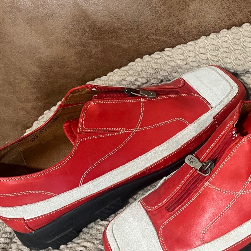 Donald J. Pliner Red and White Loafers